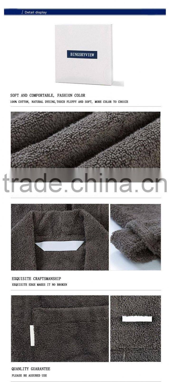 grey hot sale full length wash microfiber bathrobe