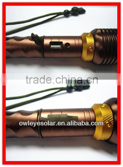 Hot sell aluminium super bright usb rechargeable led flashlight LED