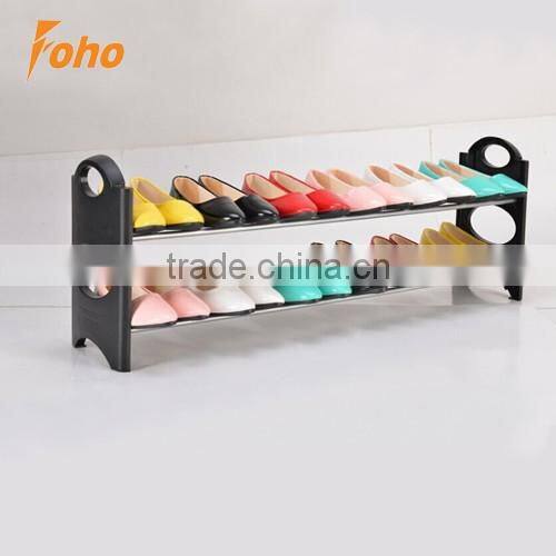 10 pairs holding capacity 2 Tier sturdy cheap price shoe rack with black color( FH-SR0062L)