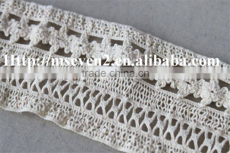 high quality design lace in 7.2cm 100% cotton embroidery running yardage for sale