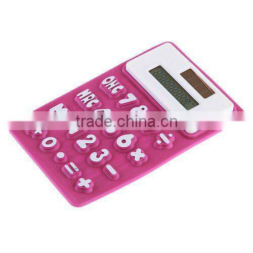 office&business promotional gifts silica gel 8 Digits waterproof Solar flexible Silicone soft rubber calculator