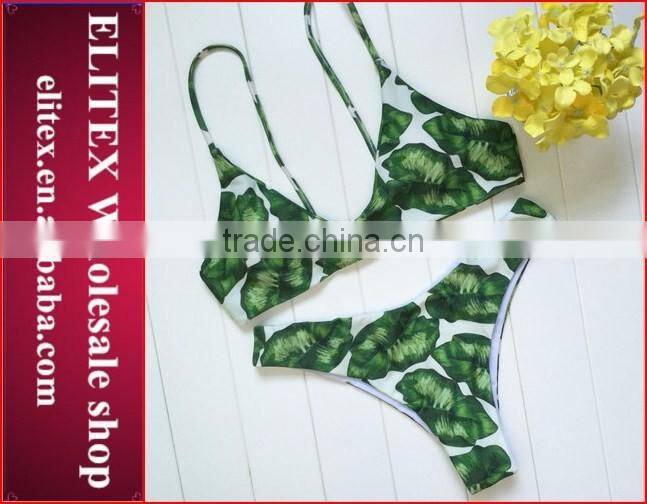 2017 Newest brazilian leaves sexy print brazilian bikini CK367