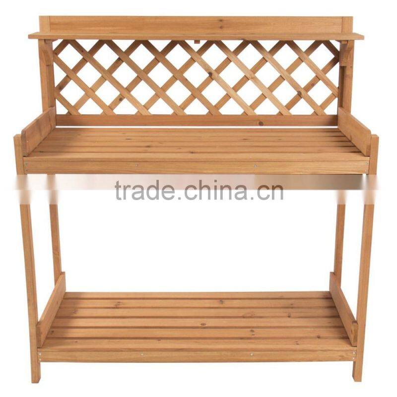 New Design Wholesale Natural Home Planting Solid Wood Construction Poting Bench Outdoor Garden Work Bench Station With Drawer Wo