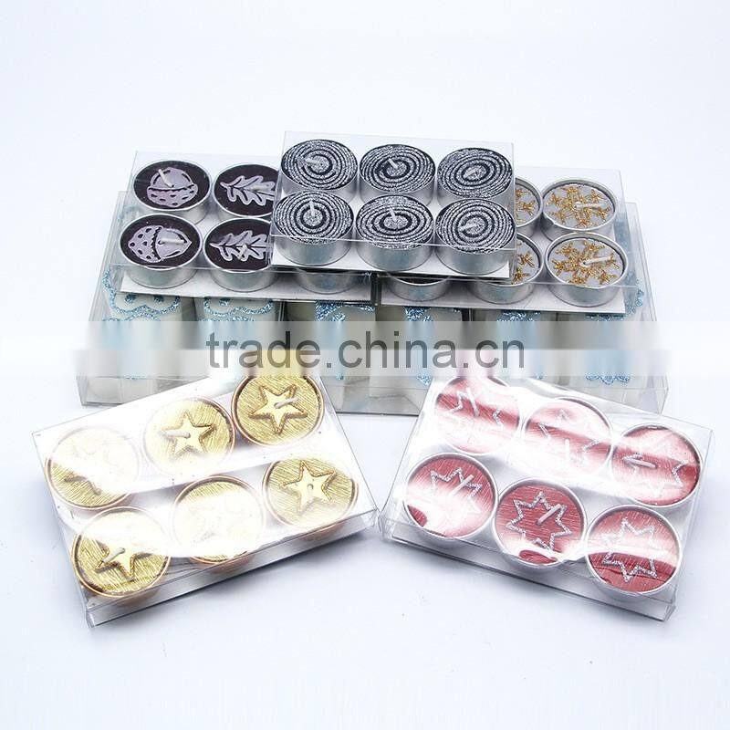 snow paraffin wax Christmas tealight,Christmas candles 6pcs/box