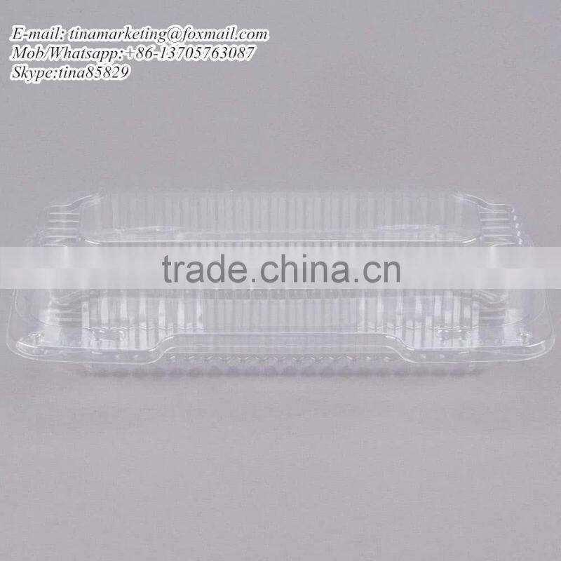 Duralock Clear Hinged Plastic Small Oblong Container, Clamshell Clear Take Out Food Box For Hotdog