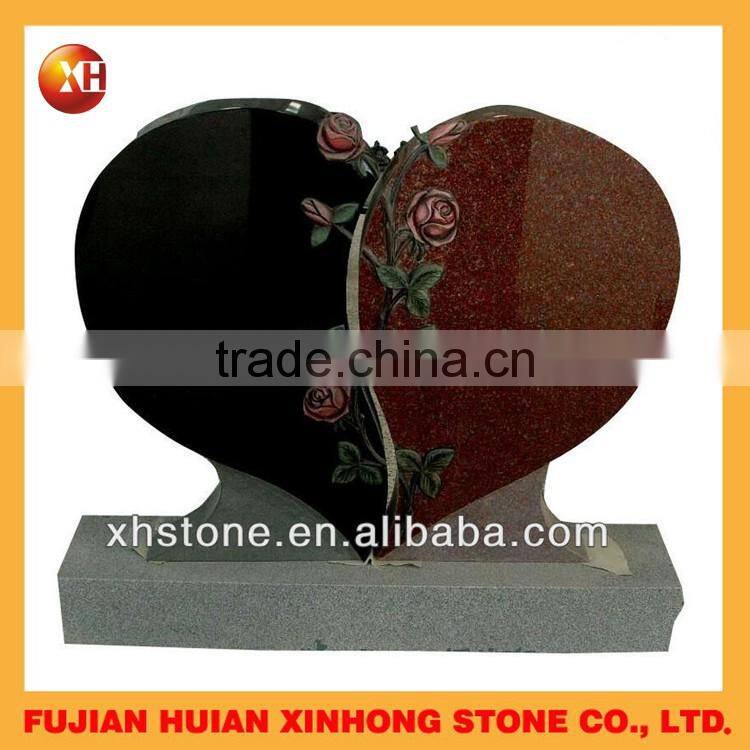 Top Quality Black and Red Heart Shaped Tombstone