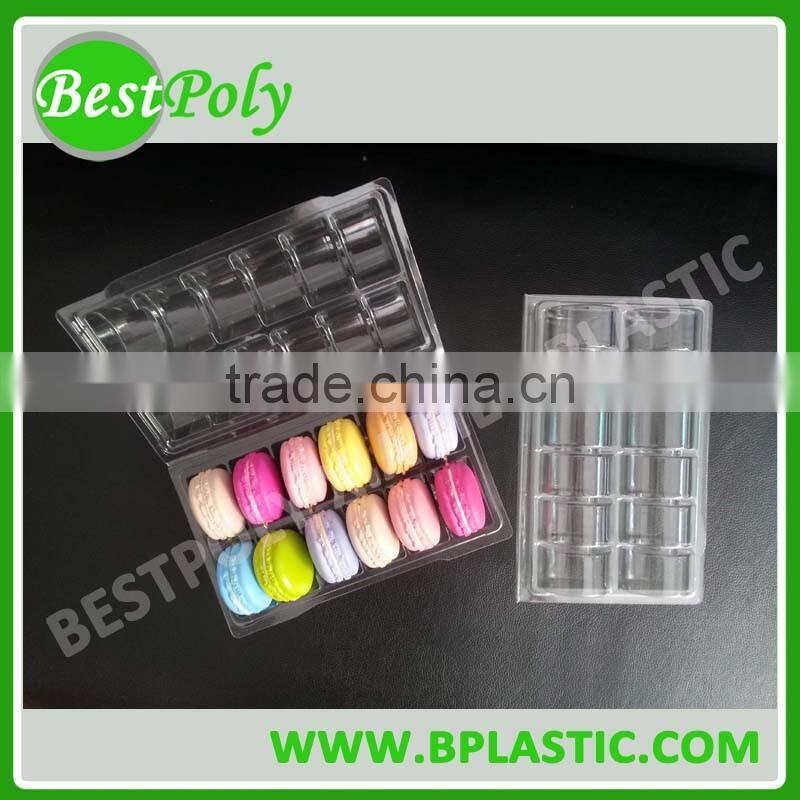 0.55mm clear PET clamshell macaron packaging for christmas