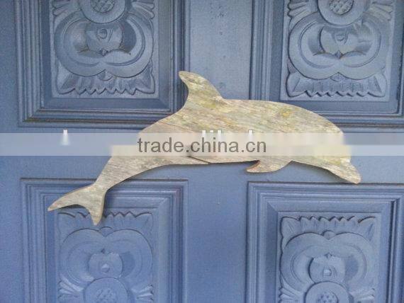 rustic wooden shark wall art