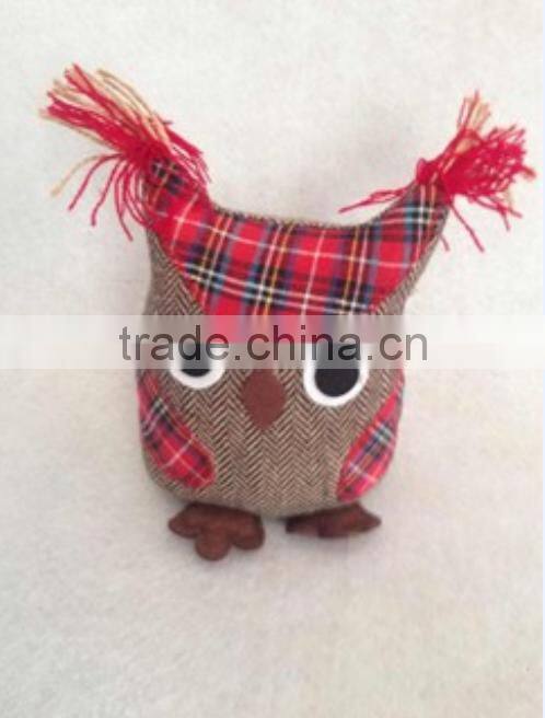 Store More Decorative Owl Woolen and Plaid Door Stopper - S Size