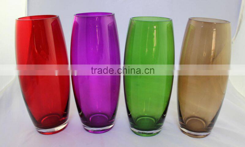 handblown colored glass vases, mouth blown stained glass vases