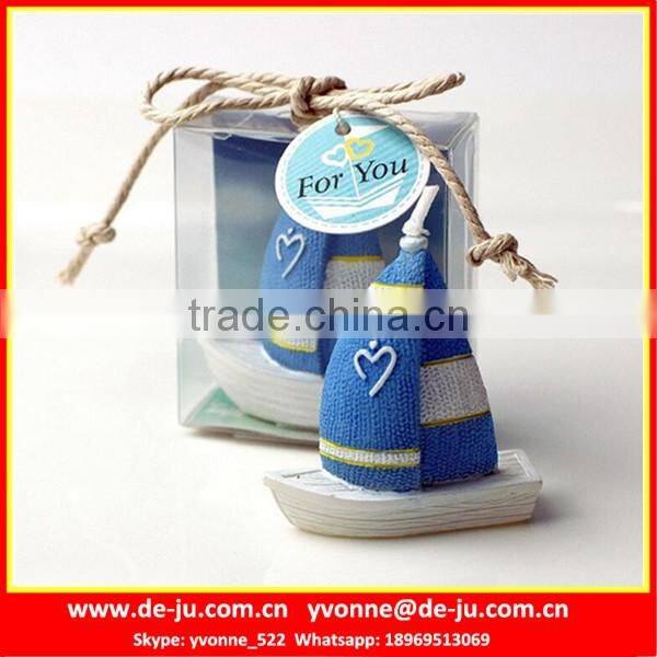 Children Favor Blue Sailing Vessel Shaped Paraffin Wax Candle