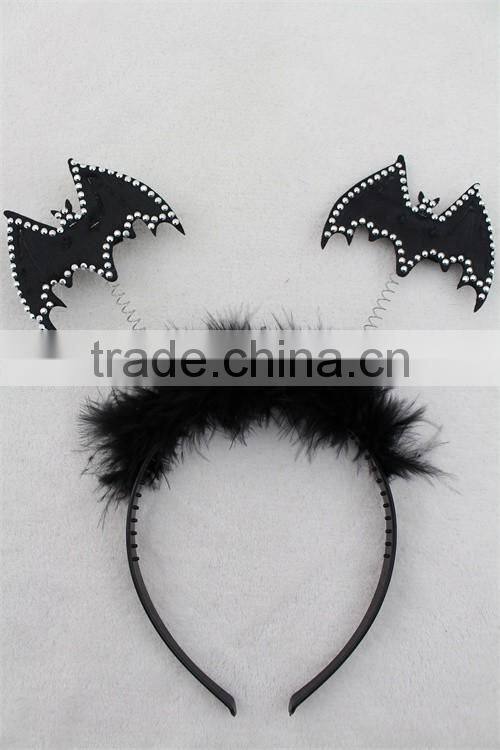 Fashion halloween party bat hairband bat headband with feather