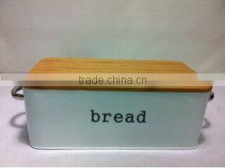 Fasionable colorful Kitchen wooden lid bread bin