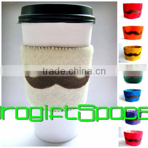 2017 fashion new nonwoven polyester felt custom black coffee sleeve cup sleeve with handle cute home decoration OEM ODM China
