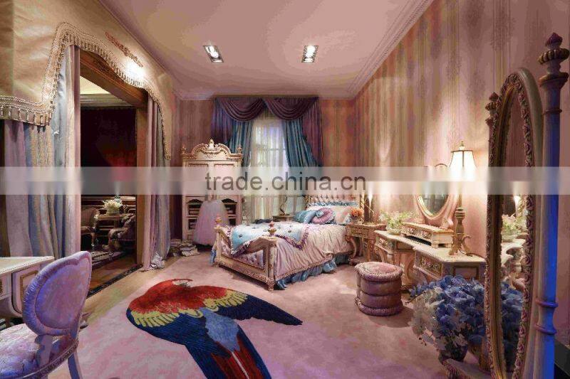 French style wooden carved & handmade painted antique vanity makeup dresser with mirror - BF07-70038D