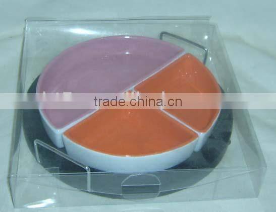 3pcs smilling face custom colorful ceramic dish tray