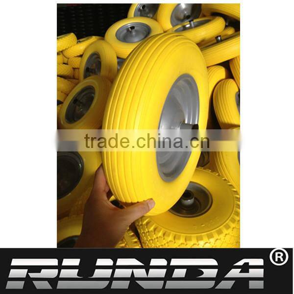 Pu foam wheel 4.00-8 with yellow steel rim