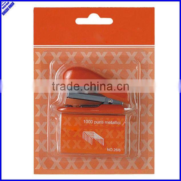 Easy taking cheap mini plastic stapler set