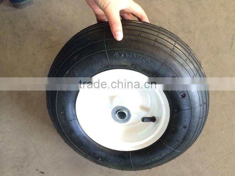 14 inch 4.0-6 heavy load capacity metal rim hand trolley pneumatic tyre