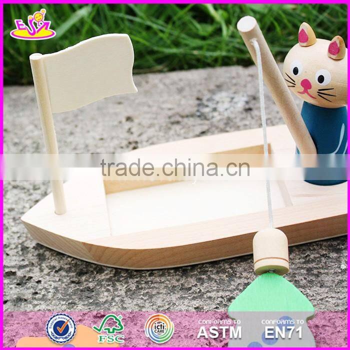 2016 new design kids wooden cat fishing toy W01B029
