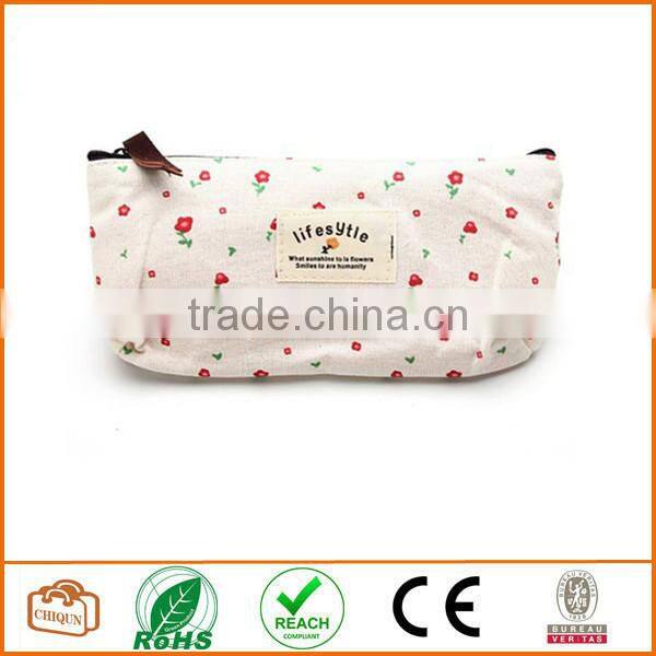 Flower Floral Pencil Pen Case Cosmetic Makeup Bag Off-White