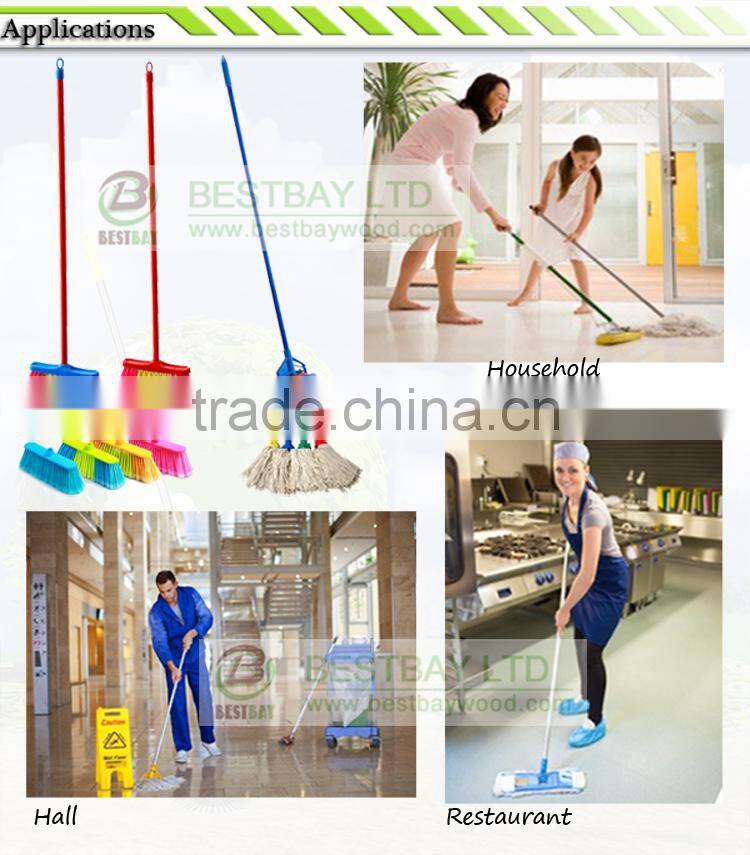 pvc coated wooden stick/plastic broom handle/