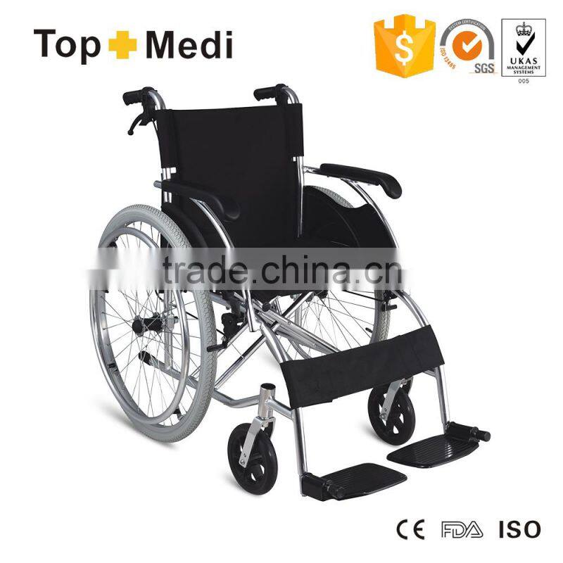 Topmedi aluminum foldable wheel chair with seat belt