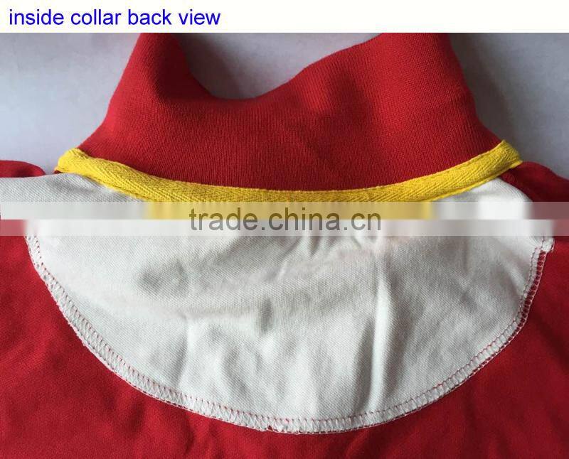 Embroidred LOGO 3pcs Transparent Front Fly Buttons 50% Polyester 50% Cotton Red T Shirt