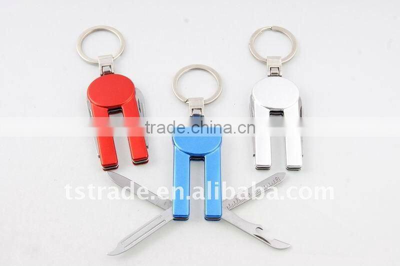 2014 Mini Cute design LED metal utility keychain gift knife K132A.