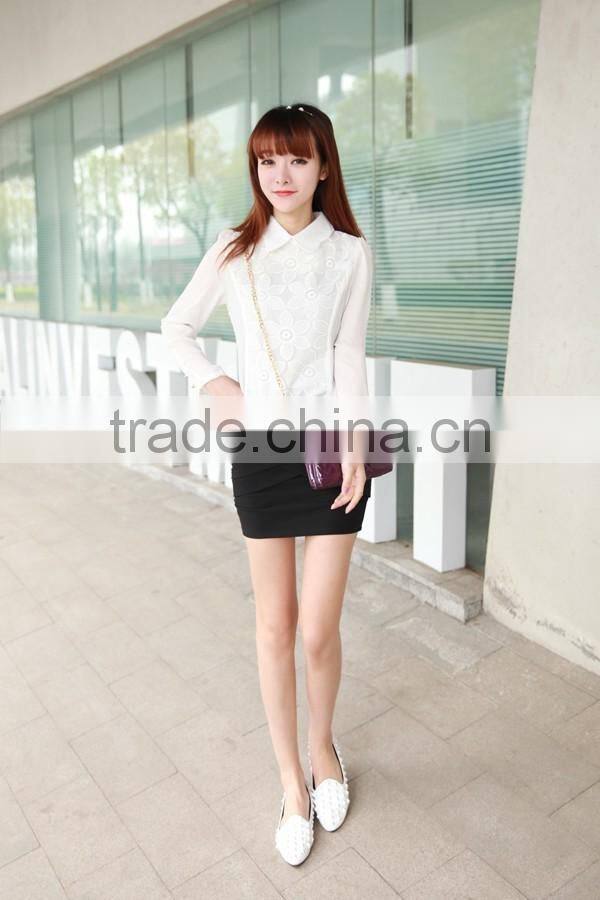 New 2015 Casual Chiffon White Lace Blouse Women Shirts Blouses plus size XXXL Women Clothing Embroidery Blusas Femininas Tops