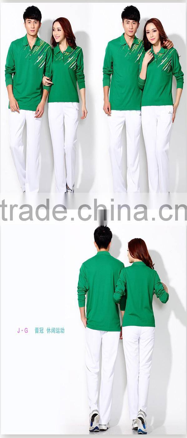 New design long sleeve dri fit polo shirt china factory couple printing polo shirt