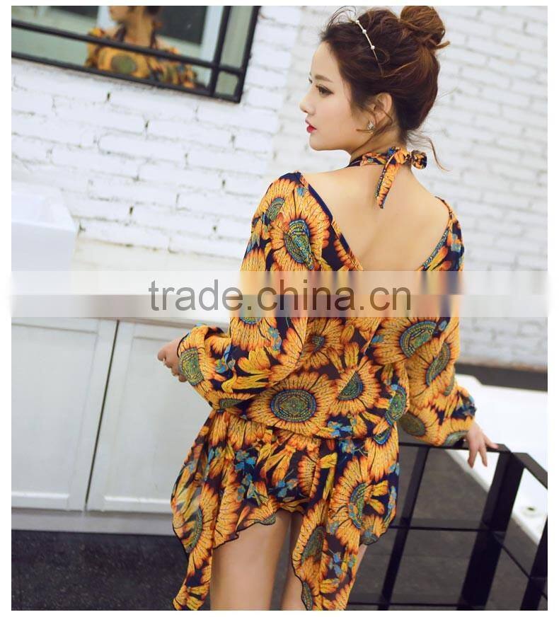 Sexy Sailed Women Sports Padded Bikini Swimwear with mixed print