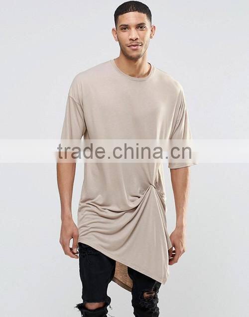 2016 Popular men extreme longline crewneck blank t-shirt custom