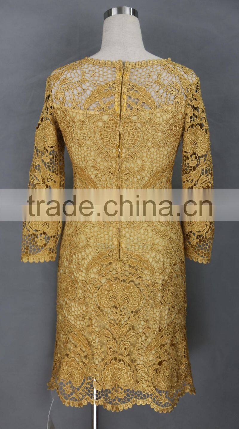 garment manufacturer made long sleeve crochet lace evening party dress