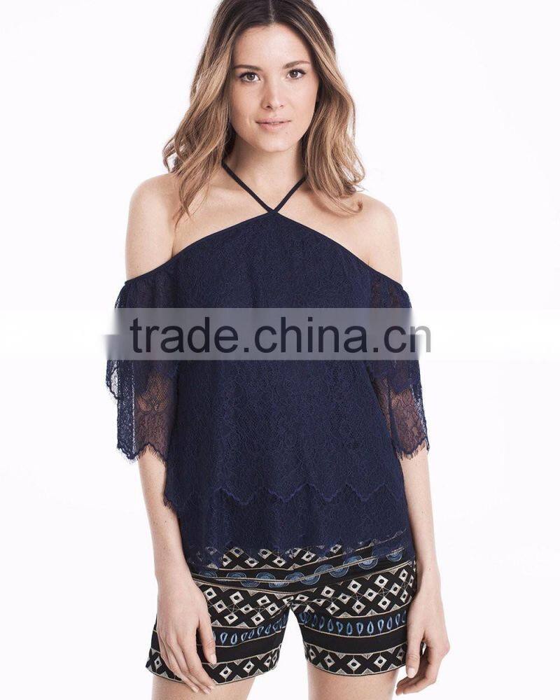 MGOO 2017 Summer Fashion Lace Top Thin T Shirt Trim Off Shoulder Bardot Lace Woven Top