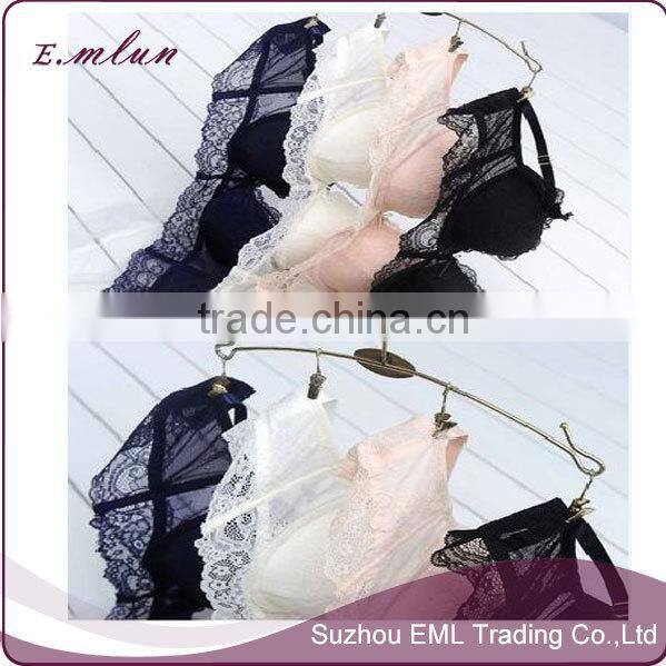 Ladies custom high quality sexy hot new design lace transparent bra and panty set
