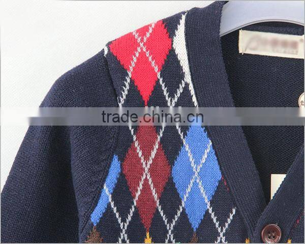 British style argyle boys knitwear cardigan