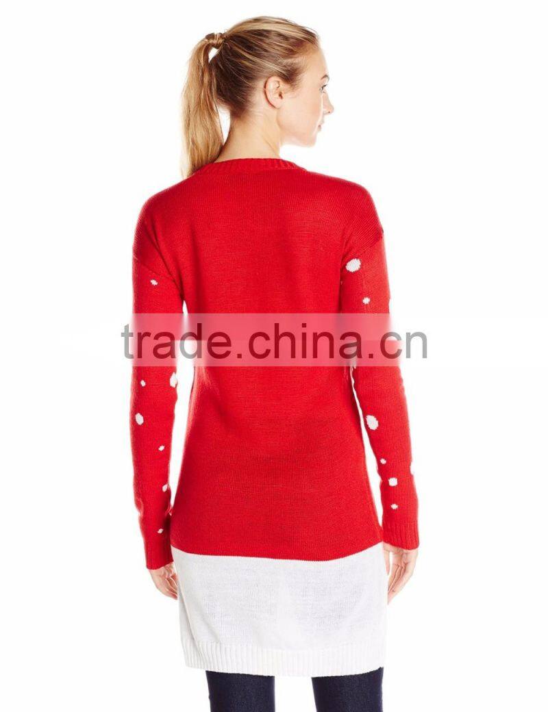 Women Red Sweater Cute Snowman Pattern Christmas Sweater