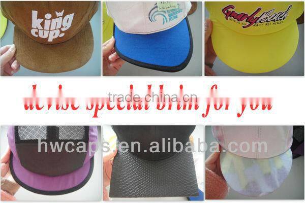 Design your own fashion flower 5 panel hats woven label