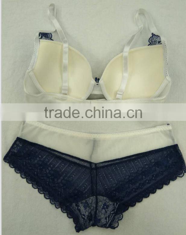 Top selling sexy underwear fancy women black bra thong set