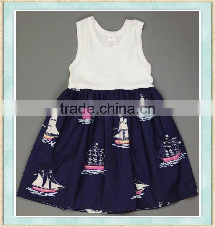 2017 Factory wholesale sale girlcartoon sailing ship princess skirt the most popular design