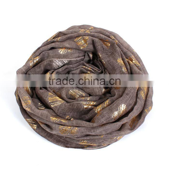 Cotton Polyester Blend Scarves & Wraps Rectangle Golden Brown Heart Import Scarf