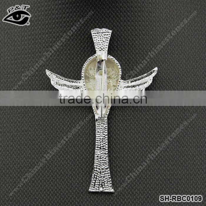 Cross Shaped New design Special Cross design rhinestone brooch for bridal