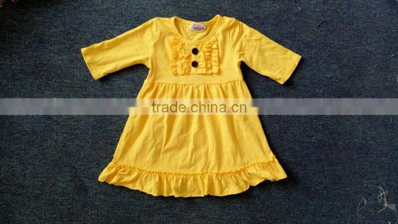 Boya Child Fancy Wears Short Sleevele Children Baby Lovely Yellow Dress baby dress new style Design
