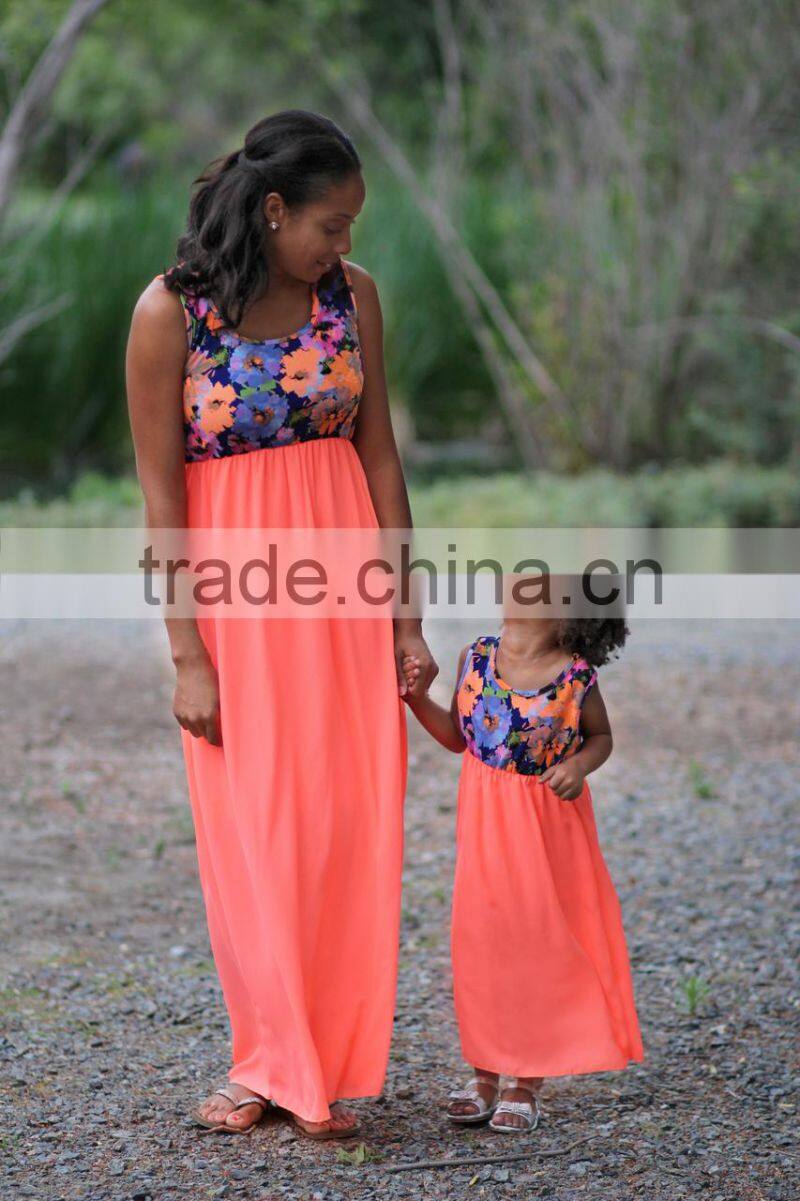 mommy and me maxi dresses flower print orange alibaba dresses
