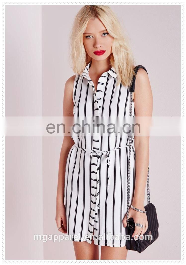 ladies modern sexy chic monochrome striped secretary shirt dresses