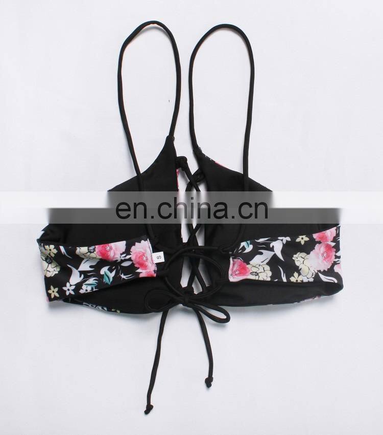 Factory price black strappy bangdage bikini 2017