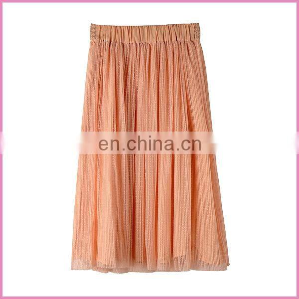 gauze long skirt with elastic strap beautiful 2layers girl skirt