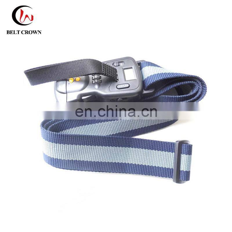 Travel accessories cutom logo polyester woven luggage bag strap with plastic belt buckle