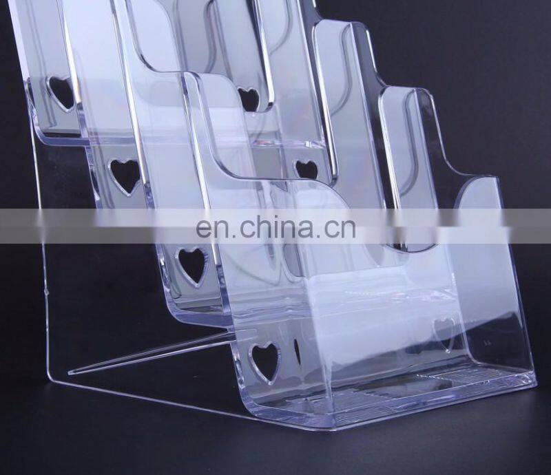 Custom 4 tiers wall mounted and tabletop clear acrylic brochure magazine holder